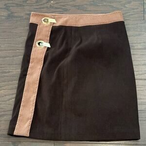 J. McLaughlin Wrap Skirt - Hardware Closure BrownFaux Suede Size 2